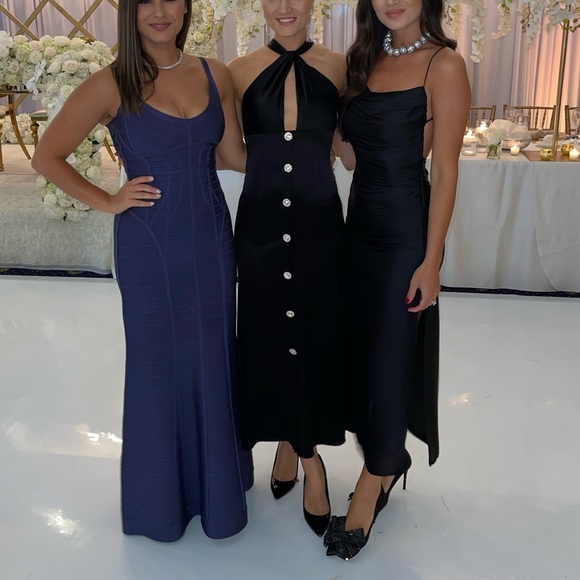 Jill Stuart Dresses & Skirts - Beautiful satin black midi with crystal buttons.